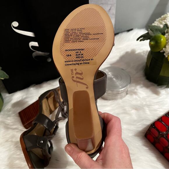 NEW The Fix Jackson Leather Rope Lace Up Block Heel Gladiator Sandals Grey 6 NIB - Picture 7 of 16